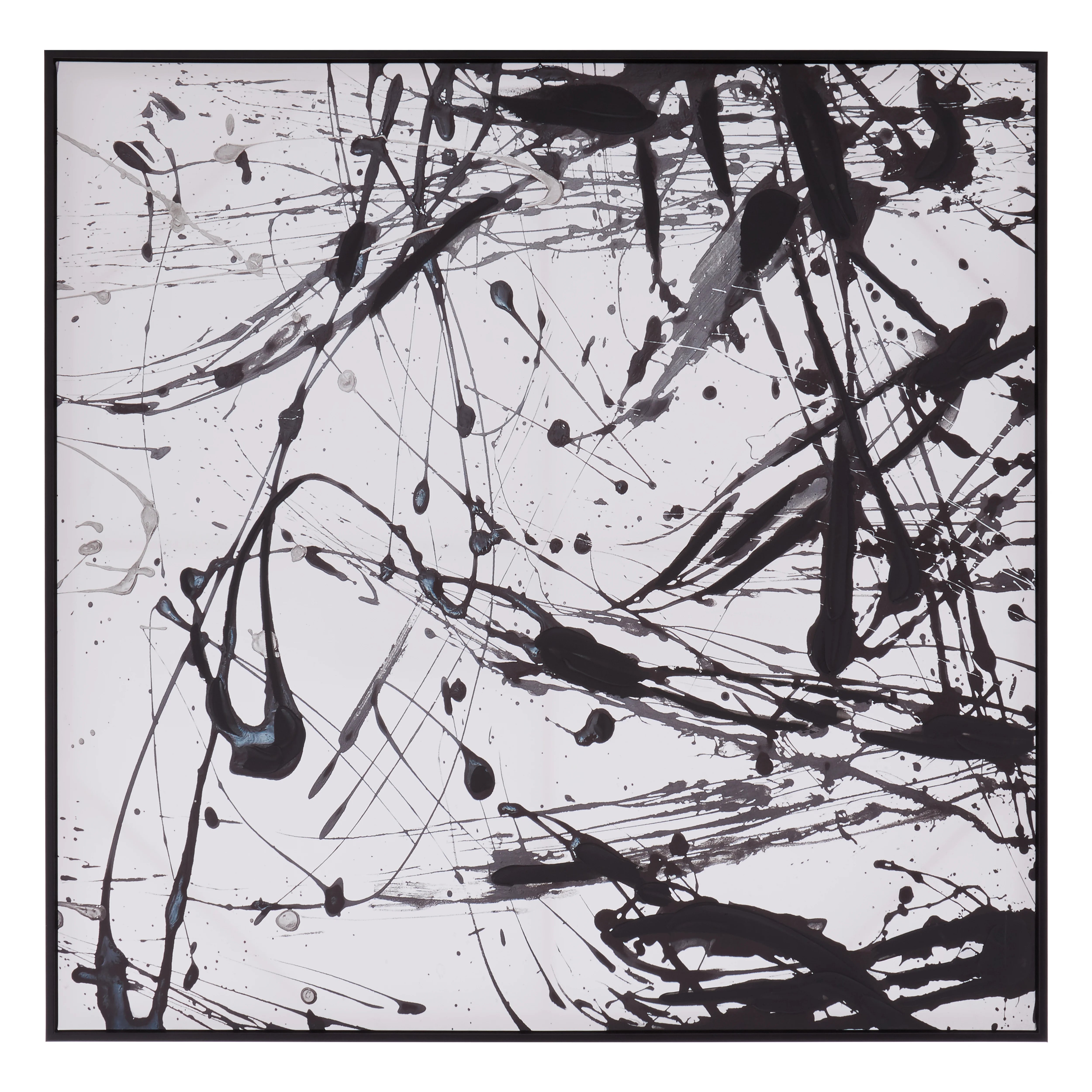 Noah Monochrome Black & White Paint Splash Framed Wall Art